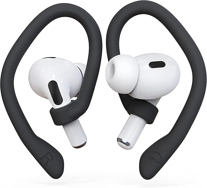 Ear Hooks 2 Pairs for AirPods Pro 2 & 1, AirPods 4 & 3, Anti-Slip Comfortable Fit, Ergonomic Design, Accessories (Small, Black)