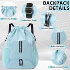 Drawstring Gym Backpack, Sports Bag with Adjustable Shoulder Straps, Cinch Sack for Fitness, Swimming, Travel (Mint)