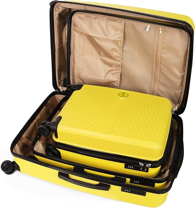 Luggage Set 3 Pieces -Suitcase Set - Luggage with Wheels - Check-in Luggage - PC + ABS Durable Suitcase Rotating Silent Wheels 3-Piece 20/24/28 yellow (yellow)