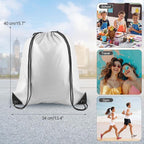 PLULON 2Pcs White Drawstring Bags Bulk Drawstring Backpack String Backpack Cinch Sack Sport Gym Backpack Bags for Yoga Traveling Outdoor Sports