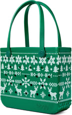 BOGG BAG Medium Tote – 15” x 12.5” x 5” – Durable, Washable, Tip-proof – Beach, Pool, Boat, Work, Sports (Ugly Sweater - Green)