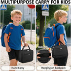 Lunch Box Kids Insulated Lunch Bag for Boys Girls Cute Reusable Lunch Tote Bag Waterproof Portable Thermal Lunch Box Kids for School Picnic Travel Black
