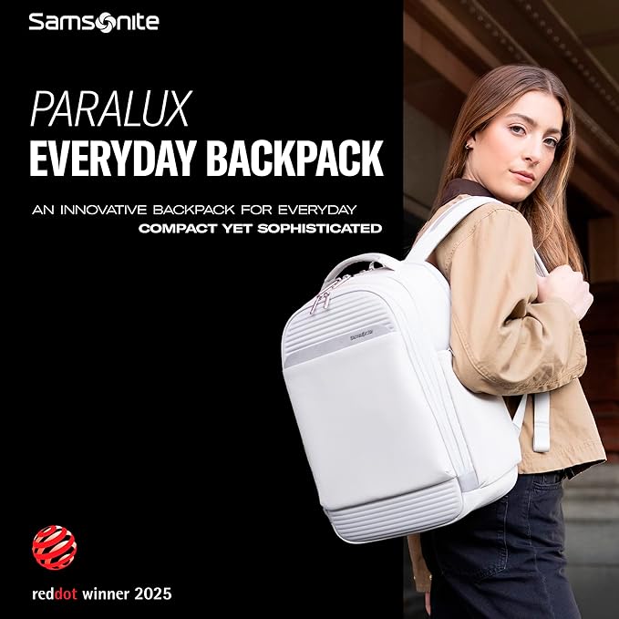 Samsonite Paralux Everyday Backpack - Laptop & Tablet Backpack with 5 Compartments, Removable TecKit™ Pouch, Microsuede Trim, Water Bottle Pockets - Work, Commute & Travel Bag - Stone Grey