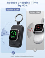 RORRY CharmGo Charger for Apple Watch Series 10, 2500mAh Fast Charging Portable Charger for iWatch, Travel Charger with Built-in USB C Cable for Apple Watch Ultra Series 9 8 7 6 3 2 Accessories, Black