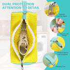 Shoe Washing Machine Bag Reusable Sneaker Washing Bag with Built-in Fluffy Brushes for 360° All-Around Cleaning, Laundry Shoe Bag is Designed for Washer and Dryer （Yellow 2pcs）