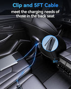 Rocoren 105W 6-Port Multiport Car Charger, PD Fast USB C Car Charger for Multiple Devices,Cigarette Lighter Adapter Car Travel Essentials for Road Trips with 5FT Cable,Car Accessories for iPhone 17/16