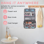 Toiletry Bag Travel Bag with Hanging Hook, Waterproof Capacity Hanging Multifunctional Makeup Bag for Toiletries, Portable Cosmetic Bag Travel Organizer for Women and Men(Blue Flower)