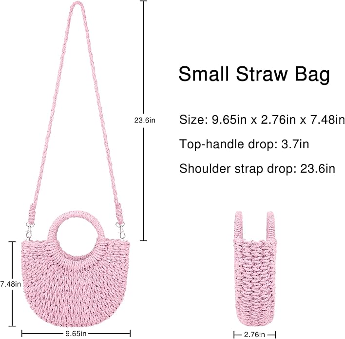 Womens Straw Beach Bag Woven Crossbody Shoulder Bags Top Handle Satchel Handbag Purse for Summer