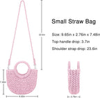 Womens Straw Beach Bag Woven Crossbody Shoulder Bags Top Handle Satchel Handbag Purse for Summer