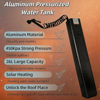 4.5-9 Gallon Pressurized Water Tank,Portable Aluminum Camping Shower Water Storage with Spray Hose for Overland Off-Road Vehicles, Pick-up Trucks,Outdoor Activities Water Supply.