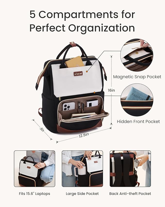 LOVEVOOK Laptop Backpack for Women with Giant Tumbler Holder Pocket, 15.6 inch Travel Work Backpack Purse for Nurse Teacher, Waterproof School Bag College Bookbag Cute Casual Daypack for Girls Brown