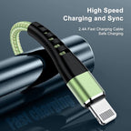 Essri 2Pack for iPhone Charger Cord 1FT, Lighting Cable 1 Feet to USB Charging Cable, Nylon Braided Charging Cord 1 Foot Compatible with iPhone 14 13 12 11 X XS XR 15 Pad - Light Green