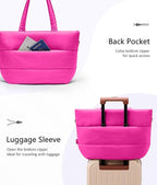 Puffer Tote Bag for Women, Lightweight Puffy Tote with Compartments, Shoulder Bag Crossbody Bags for Women Travel, Work, Gym