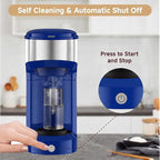 Single Serve Coffee Maker, 2 in 1 Brewer for K Pod & Ground Coffee, 90s Rapid Brew 6 to 14oz Capacities with Auto Shut Off, Small Compact Design for Home Office Travel Camping-Deep Blue