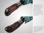 Balios Travel Folding Umbrella with Real Wood Handle Auto Open Close Vented Windproof Canopy - Designed in UK