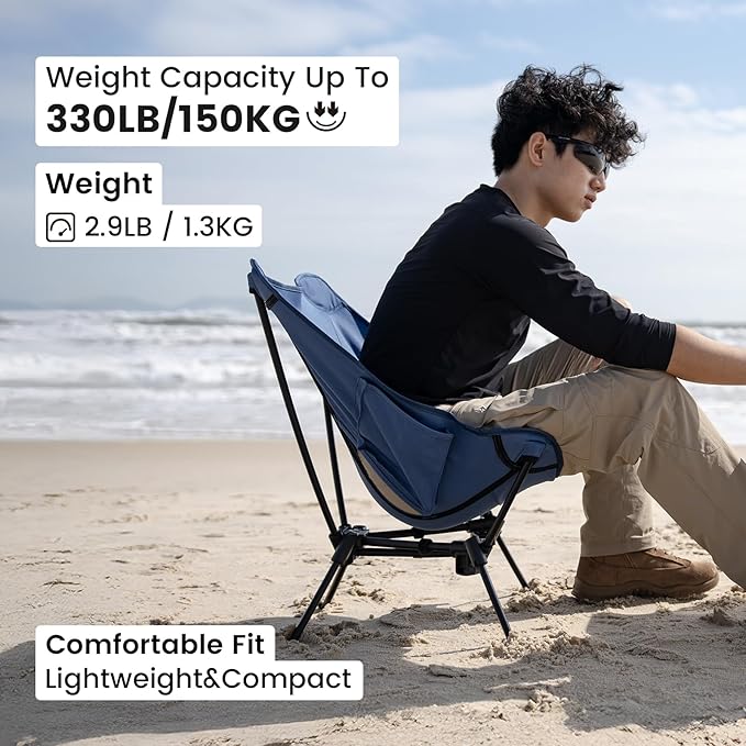 ONETIGRIS Tigerblade Camping Chair, Lightweight Folding Backpacking Hiking Chair, Compact Portable 330 lbs Capacity