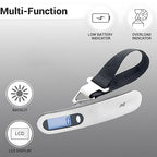 ANT Digital Luggage Scale 50kg – Portable High-Precision Travel Weight Scale with Backlit LCD, Strap Hook, Tare & Unit Switch – Ideal for Flights, Suitcases, Parcels – White