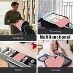 PANDA JOYS 4 Set Compression Packing Cubes Travel - Travel Accessories Expandable Packing Organizers for Carry On - Essentials Luggage Bags - Pink