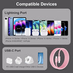 2Pack Pink Fast Charger Cable 10ft [Apple MFi Certified], USB Type C to Lightning Cable 10 Foot for Apple iPhone 13 12 11 Pro XR XS Max X 8 Plus