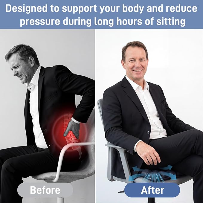 Airplane Seat Cushion for Long Flights Press-Type Inflatable Travel Seat Cushion with 3D Air Cells Portable Comfort Support Pad for Car, Office Chair & Stadium Bleachers Relieves Sitting Fatigue