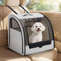 1 Pack Enclosed Dog Car Seat Carrier for Small Medium Dogs Cats 19.5 x 19 x 20 in Soft Sided Pet Travel Crate Kennel for Back Seat Breathable Mesh Windows, Foldable Kennel with Pad and Pocket