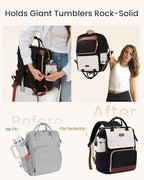 LOVEVOOK Laptop Backpack for Women with Giant Tumbler Holder Pocket, 17 inch Travel Work Backpack Purse for Nurse Teacher, Waterproof School Bag College Bookbag Cute Casual Daypack for Girls