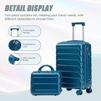 Kids Luggage Sets for Girls, 2 Piece Luggage Set, 20 Inch Rotating Wheel Suitcase with 14 Inch Cosmetic Case, Lightweight Hardshell Suitcase with 360° Spinner Wheels for Travel (Blue)