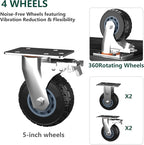 Luggage Cart,850LB Load Luggage Trolley with 5" Quiet Wheels & Secures Poles,Heavy-Duty Steel Hand Truck for Hotel Bellman,Airport,Commercial Use,Non-Slip Platform Dolly(42.51" x 25.19" x 34.25")