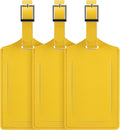 Travelambo Luggage Tags for Suitcases Faux Leather Privacy Protection 3 Pack Bag Tags Travel Accessories Essential, Energetic Yellow