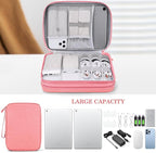 FYY Electronic Organizer, Extra Large Travel Cable Organizer Bag Pouch Portable Waterproof Double Layers All-in-One Storage Bag for iPad, Cable, Power Bank, Laptop Charger for Office/Home, Pink