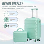 20 Inch Carry on Luggage with 14 Inch Cosmetic Case, 2 Pcs Hardshell Lightweight Durable Spinner Suitcase Set for Travel, Women, Men, TSA Lock, ABS, 20+14 Inch (Mint Green)