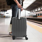 CNCEST 20" Adjustable Double Handle Ride-on Luggage,Travel Carry On Trolley Case with Mesh Pocket for Kids,Children's Ride On Suitcase with Wheels & TSA Lock