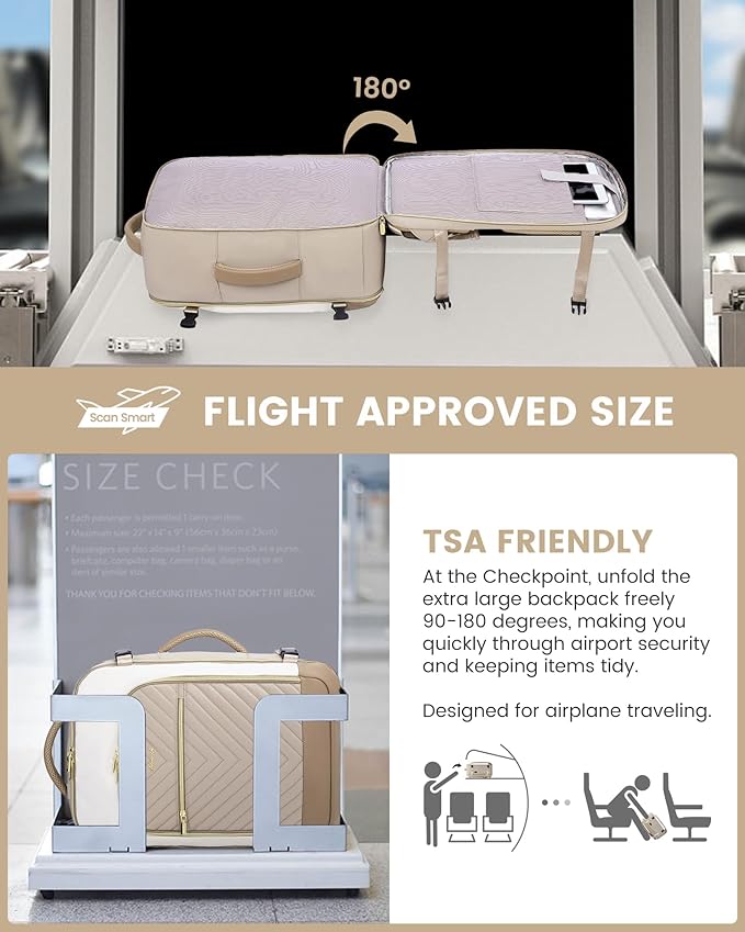 LOVEVOOK Large Travel Backpack for Women, 50L Carry on Backpack Airplane Approved, TSA Personal Item Travel Bag for Women fits 18" Laptop, Waterproof Carry on Bags for airplanes with 3 Packing Cubes
