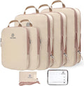 PFEYRPK Lightweight Compression Packing Cubes for Suitcases, Compressible Expandable Travel Packing Organizer with Clear Toiletries and Backpack Bag, Travel Essentials for Carry on Luggage 7 Set