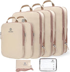 PFEYRPK Lightweight Compression Packing Cubes for Suitcases, Compressible Expandable Travel Packing Organizer with Clear Toiletries and Backpack Bag, Travel Essentials for Carry on Luggage 7 Set