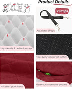 Lealchum Dog Car Seat for Small/Medium Dogs,6in Elevated Cushion,Fits in Front/Back Seat,Fully Detachable and Washable,2 Storage Pockets,Easy to Install (Red, Medium)