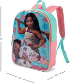 Disney Moana Backpack for Kids - Cute & Durable Kids Backpack for Girls with Padded Straps & Zip Compartment - Ideal Toddler Bookbag for School & Travel - 15”