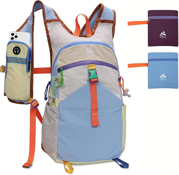 Small Hiking Backpack Travel Daypack 15L Colorful Lightweight Packable Foldable Casual Backpack for Women Men