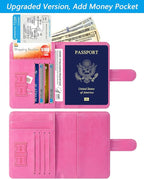Passport Holder Cover Wallet RFID Blocking Leather Card Case Travel Accessories for Women Men (#Pink)