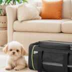 Black Expandable Pet Carrier for Cats/Dogs - Airline Approved, 2-Side & Height Extendable Design - Soft Sided Travel Bag(Black)