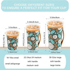 KJQJLY 3 Pack Reusable Iced Coffee Sleeves for Iced Coffee Cups or Drinks Reusable Neoprene Insulated Sleeves for Hot and Cold Drinks from Starbucks, Dunkin, And More (Roses)