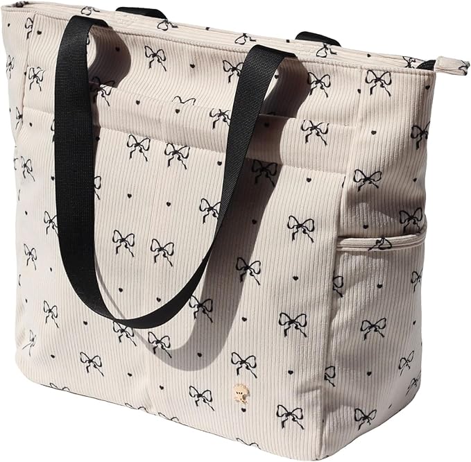 ESVAN Original Floral Tote Bag Large Shoulder Bag with Multi Pockets for Gym Travel Beach Daily Bags