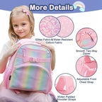 FlowFly Kids Backpack for Toddler Boys Girls, Simple Lightweight Bookbag for Daycare Kindergarten Elementary School Travel, Small Modern Bag (Medium 15'', Glitter-Rainbow)