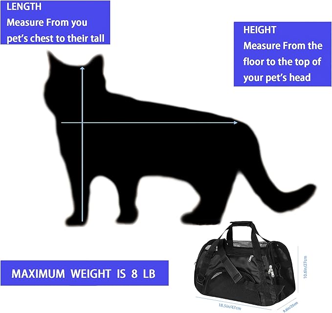 MuchL Pet Carrier Soft-Sided Carriers for Cat Carriers Dog Carrier for Small Medium Cats Dogs Puppies Pet Carrier Airline Approved Cat Dog Pet Travel Carrier (Medium,Black)