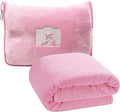 Travel Blanket and Pillow, Ultra-Soft, Compact & Lightweight, 60x50 in, Airplane Travel Essentials with Hand Luggage Sleeve and Backpack Clip, for Travel & Picnic (Pink)