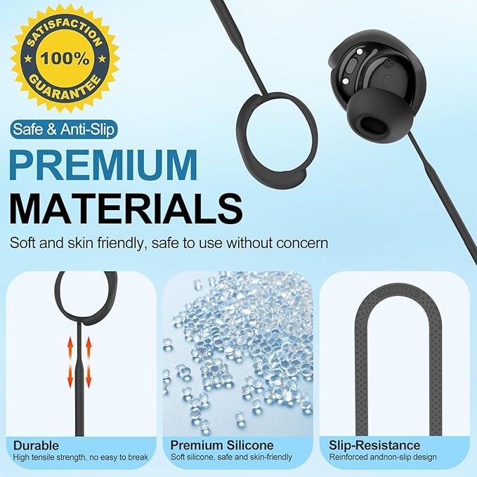 PUCGUE Anti-Lost Strap Compatible with Bose New QuietComfort Earbuds 2024, Silicone Sports Lanyard for Bose New QC Earbuds
