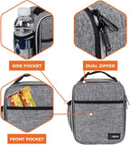opux Premium Insulated Lunch Box, Soft School Lunch Bag for Kids Boys Girls, Leakproof Small Lunch Pail Men Women Work, Reusable Compact Cooler Tote Lunchbox for Office Adult, Light Grey