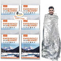 6 Pack - Large 82” x 62” Survival Emergency Mylar Thermal Blankets, Thermal Survival Blanket Perfect for Camping, Hiking, Body Insulation, Outdoors, Car Survival Kit, Bug Out Bag
