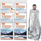6 Pack - Large 82” x 62” Survival Emergency Mylar Thermal Blankets, Thermal Survival Blanket Perfect for Camping, Hiking, Body Insulation, Outdoors, Car Survival Kit, Bug Out Bag