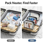 PACKISM TSA Approved Toiletry Bag - Clear Makeup Bag 3 Pack Medium, Metal Smooth Zipper Quart Size Bag for 3-1-1 Liquids, Travel Makeup Bag for Women Men, Airport Airline Compliant Bag, Black